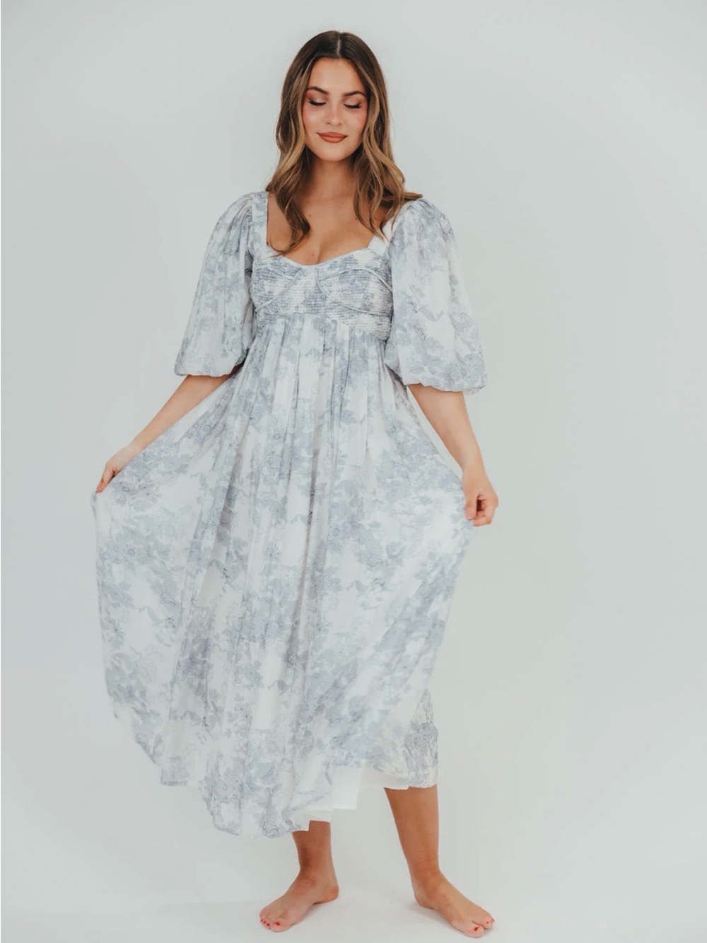 Worth Collective Harlow Maxi Dress in Light Blue Floral